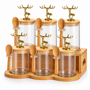 6 Piece Deer Lid Storage Jar Set