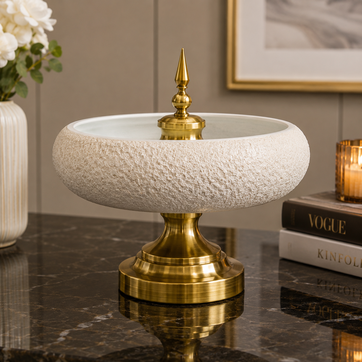 DECORATIVE PEDESTAL CANDY BOWL WITH LID