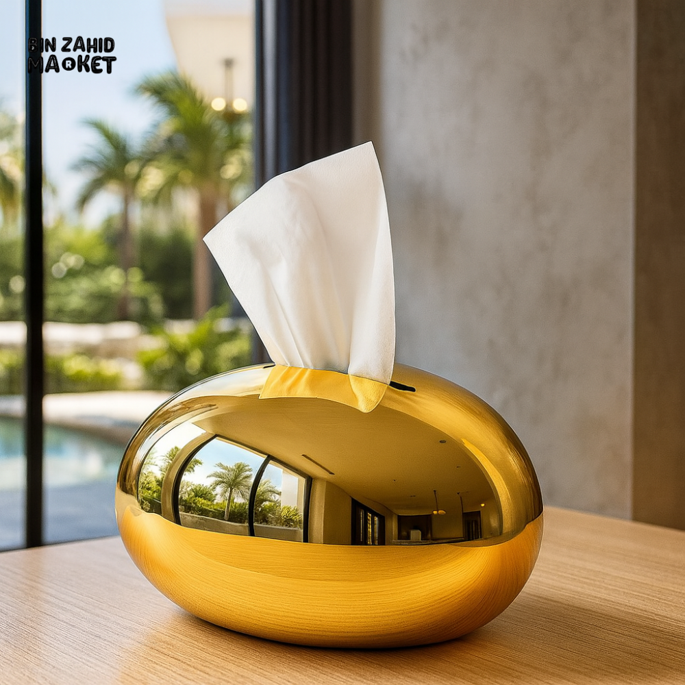 EGG SHAPE GOLDEN LUXURY TISSUE BOX HOLDER