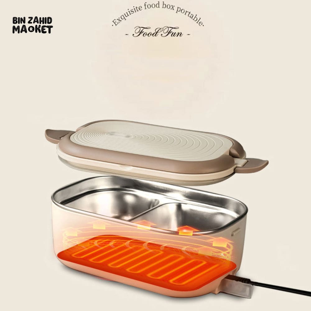 ELECTRIC HEATED LUNCH BOX WITHOUT WATER INJECTION – 304 STAINLESS STEEL, PLUG-IN CONSTANT TEMPERATURE FOR OFFICE USE