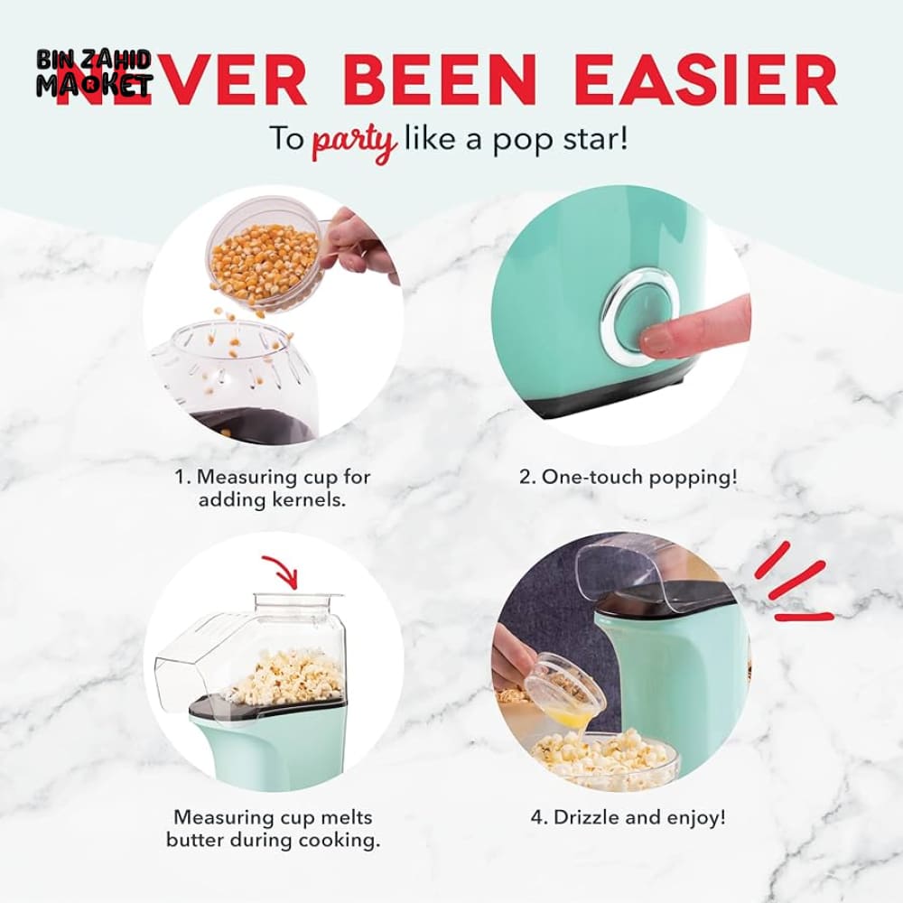 ELECTRIC POPCORN MAKER | QUICK & EASY HOT AIR POPPER FOR HOME USE