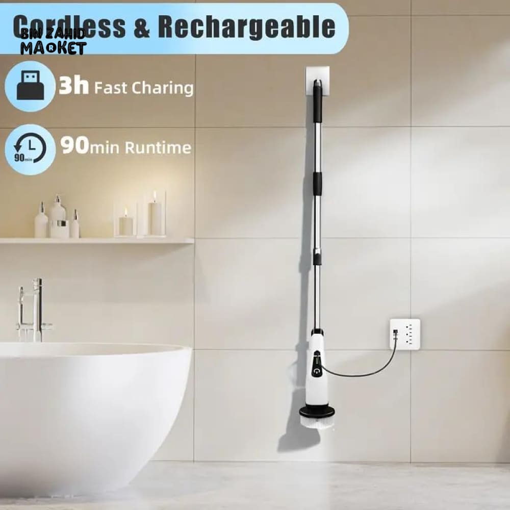 ELECTRIC SPIN SCRUBBER 9-IN-1 CORDLESS ROTATING CLEANING BRUSH FOR BATHROOM KITCHEN & TOILET CLEANING