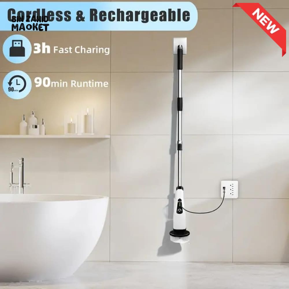 ELECTRIC SPIN SCRUBBER 9-IN-1 CORDLESS ROTATING CLEANING BRUSH FOR BATHROOM KITCHEN & TOILET CLEANING
