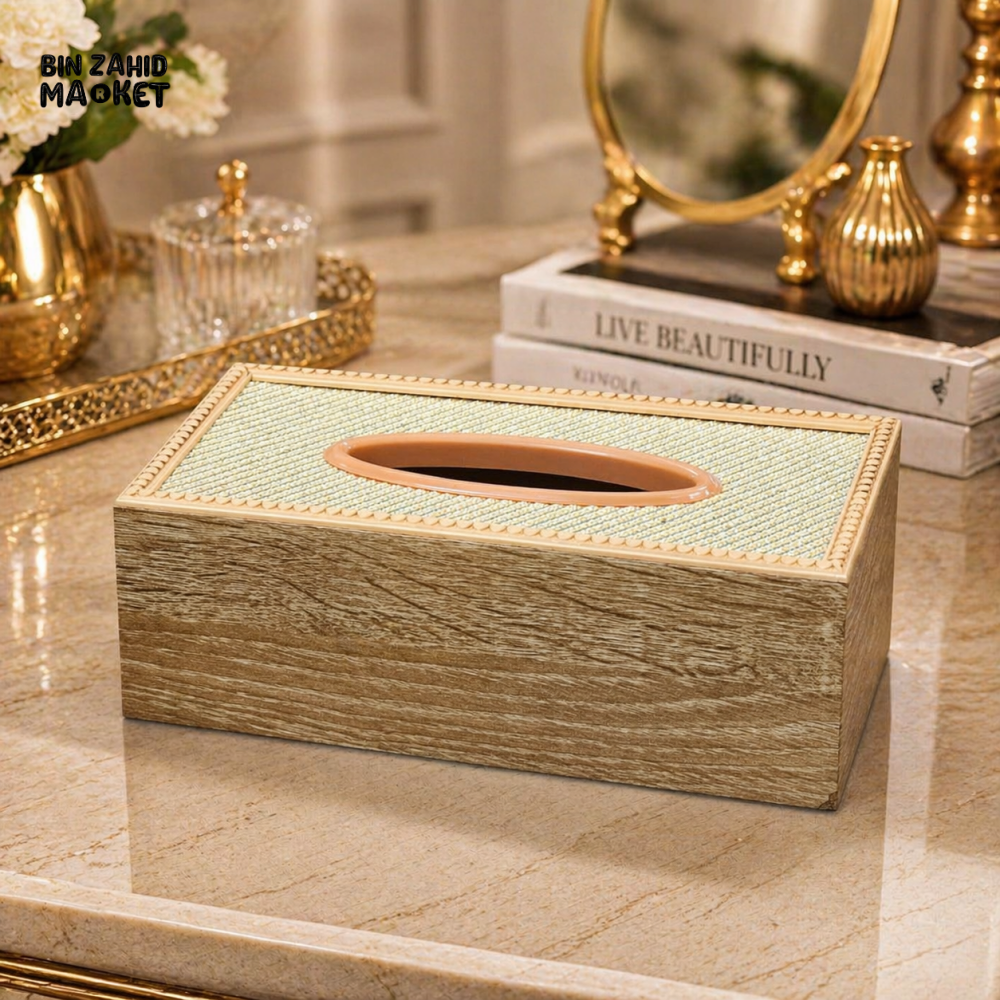 ELEGANCE WEAVE WOODEN TISSUE BOX HOLDER