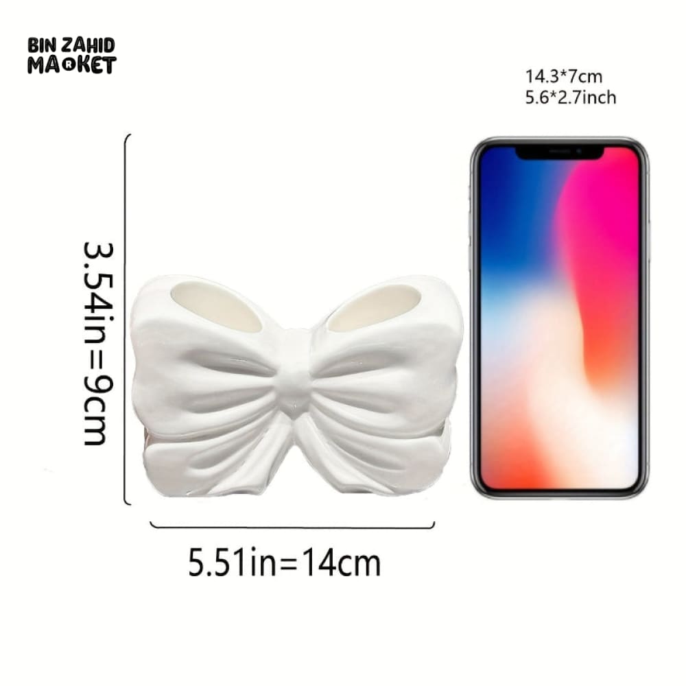 ELEGANT BOW SHAPE TOOTHBRUSH HOLDER – CERAMIC BATHROOM ACCESSORY