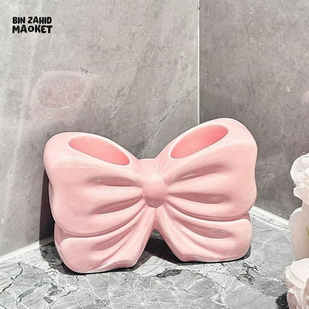 ELEGANT BOW SHAPE TOOTHBRUSH HOLDER – CERAMIC BATHROOM ACCESSORY