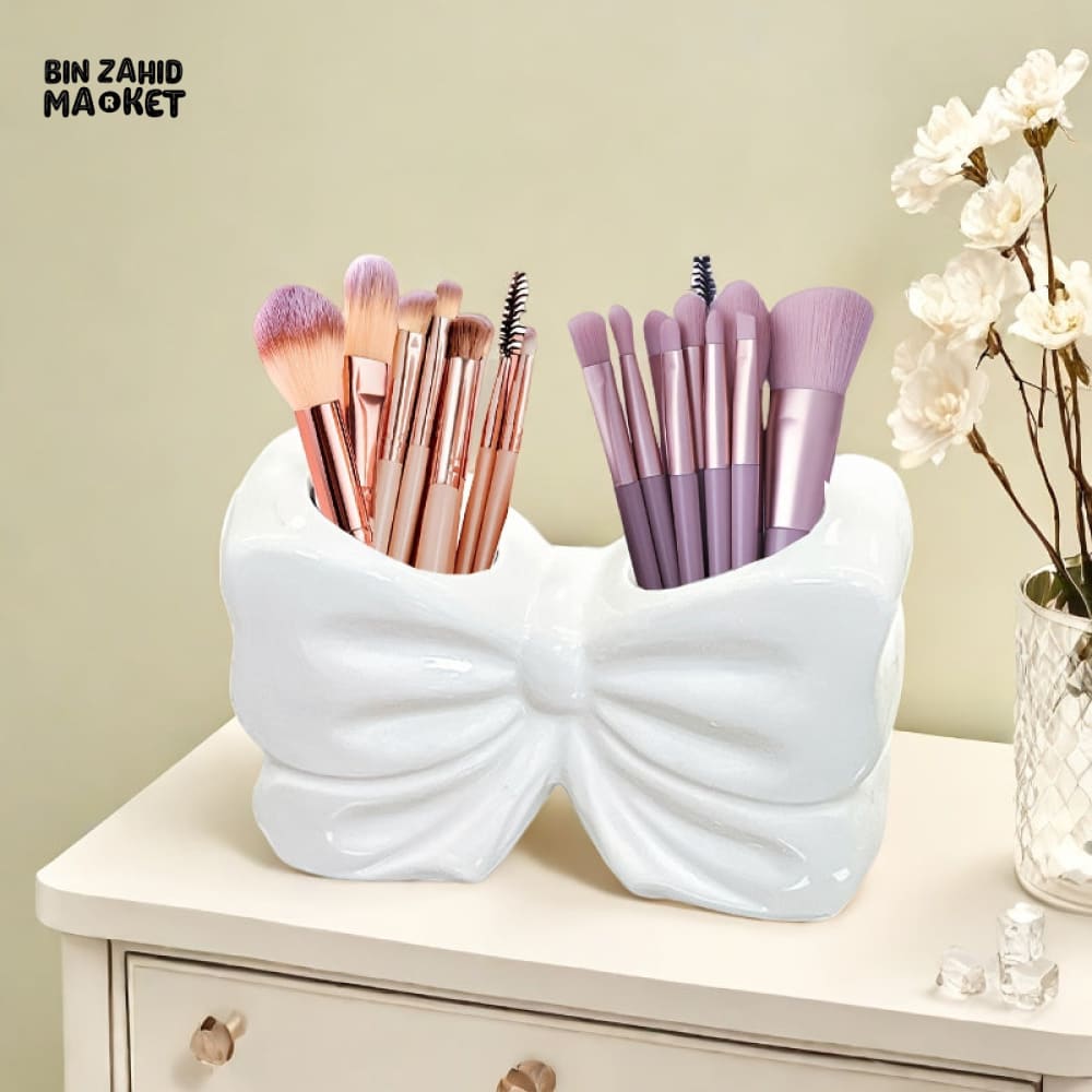 ELEGANT BOW SHAPE TOOTHBRUSH HOLDER – CERAMIC BATHROOM ACCESSORY