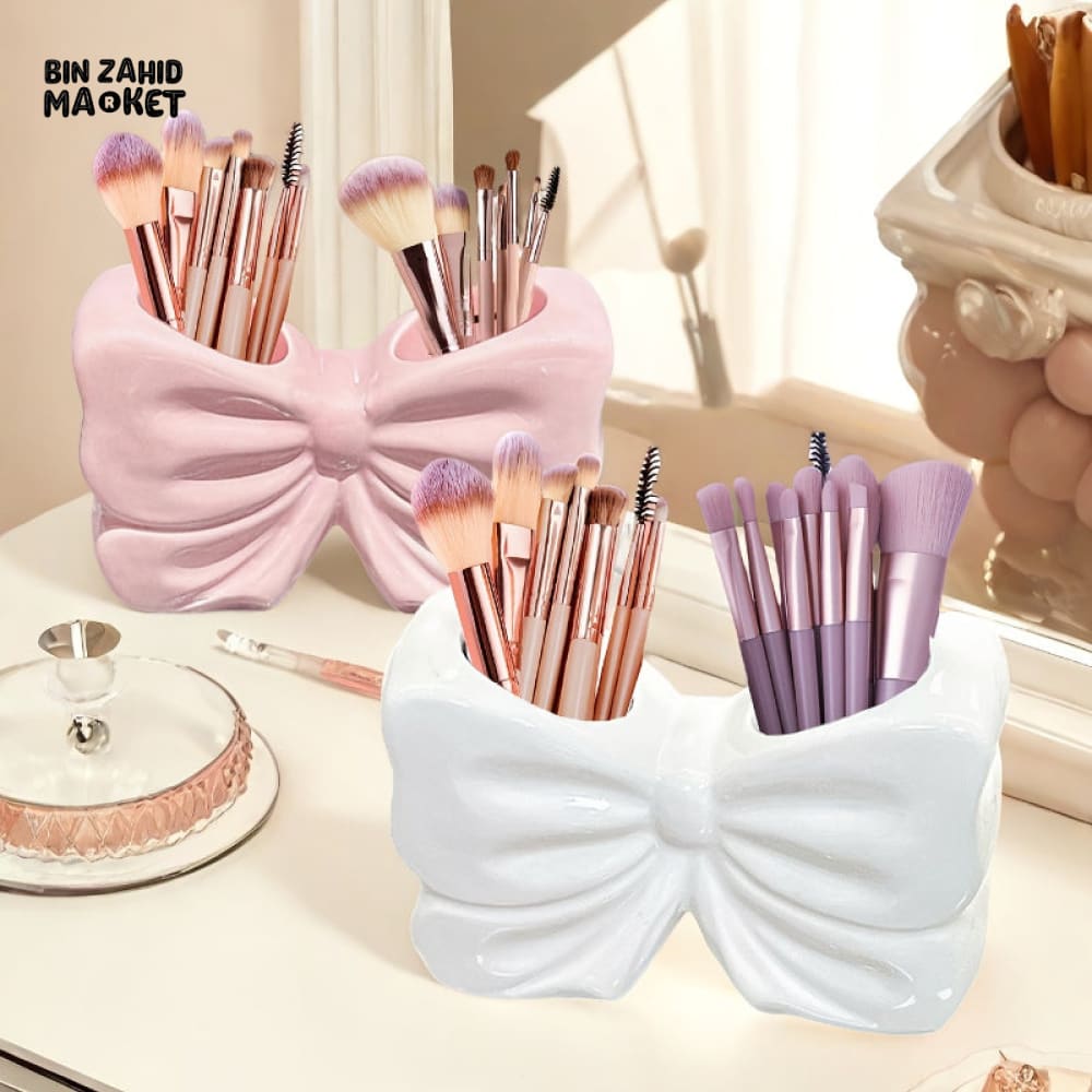 ELEGANT BOW SHAPE TOOTHBRUSH HOLDER – CERAMIC BATHROOM ACCESSORY
