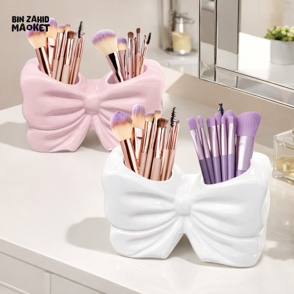 ELEGANT BOW SHAPE TOOTHBRUSH HOLDER – CERAMIC BATHROOM ACCESSORY