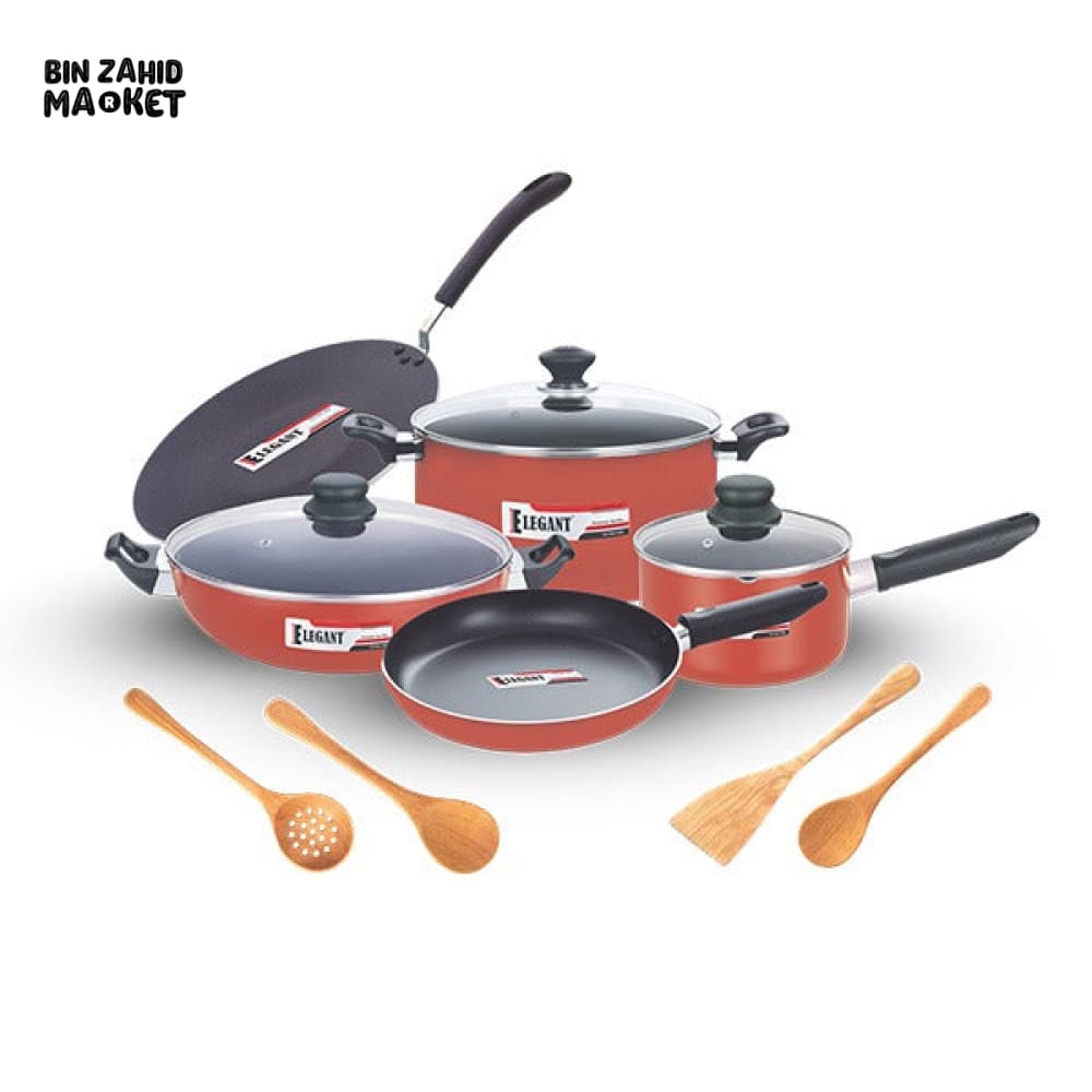 ELEGANT EK678001 NON STICK PRIMA 12 PIECE COOKING SET – NON-STICK COOKWARE FOR ALL STOVETOPS
