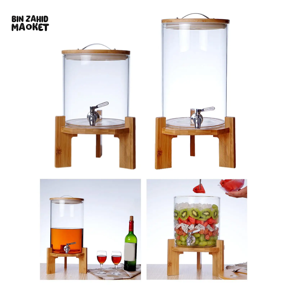 ELEGANT GLASS BEVERAGE DISPENSER JAR WITH LID
