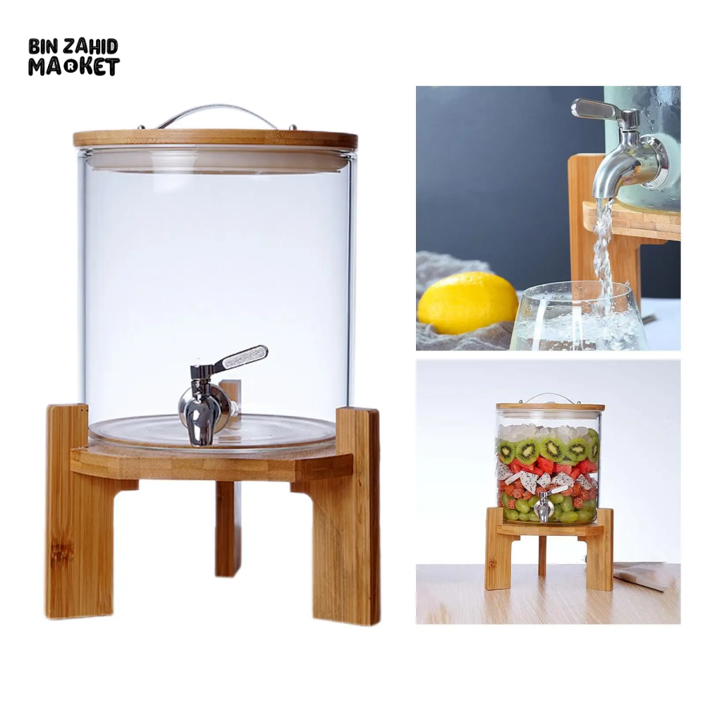 ELEGANT GLASS BEVERAGE DISPENSER JAR WITH LID