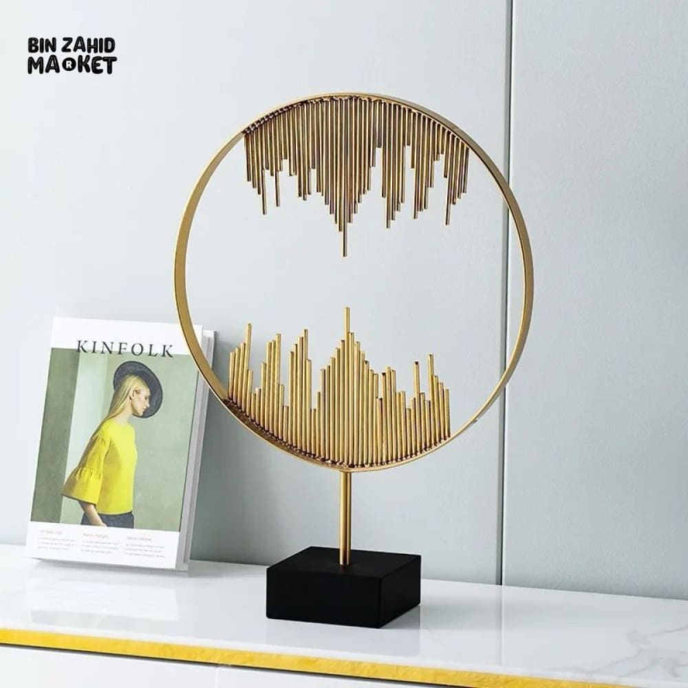 ELEGANT GOLD RING CENTERPIECE – ABSTRACT METAL RODS DESIGN