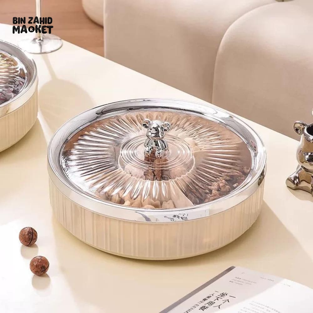 ELEGANT ROUND SNACK & NUTS SERVING BOX – BEAR HANDLE LID
