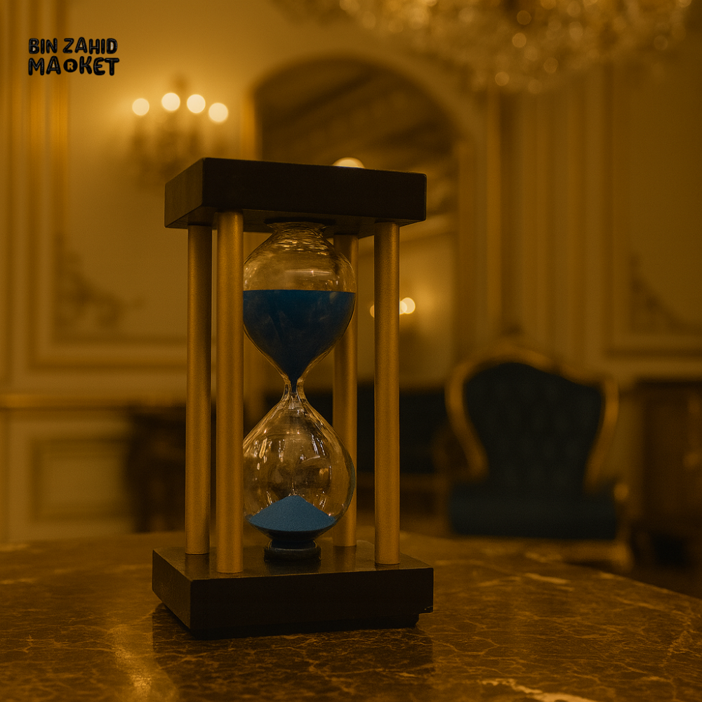 ELEGANT WOODEN HOURGLASS – 5 MINUTE SAND TIMER DESK DECOR