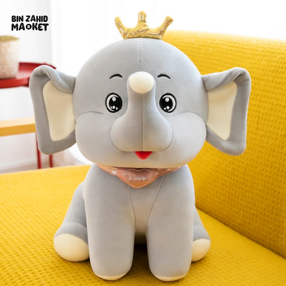 ELEPHANT TOY WITH FLAPPY EARS - SOFT STUFFED ANIMAL TOY FOR KIDS AND GIRLS GREY 40CM