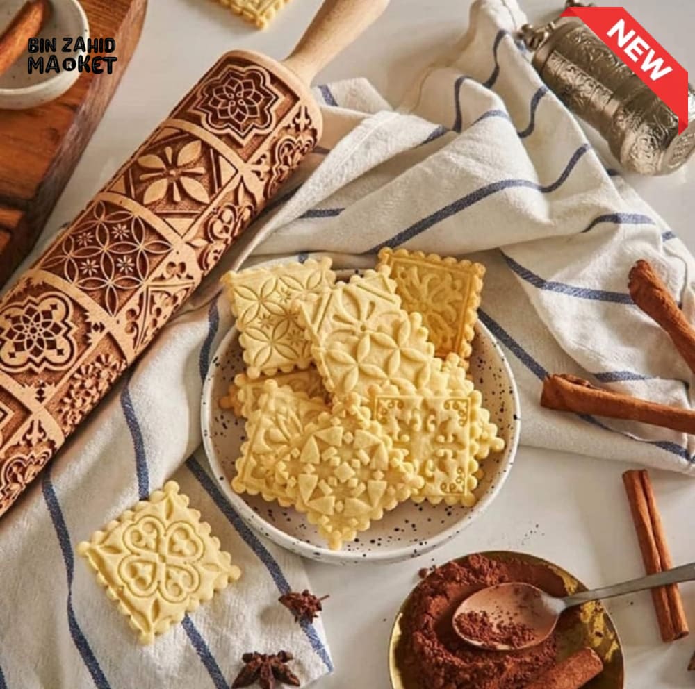 EMBOSSED WOODEN ROLLING PIN