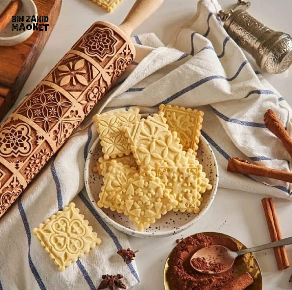 EMBOSSED WOODEN ROLLING PIN