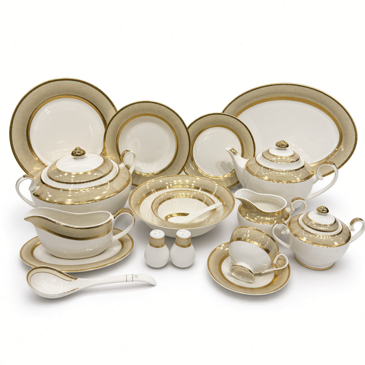 Yamasen Japan Inspired Gold Border Gold Plated Porcelain Dinner Set