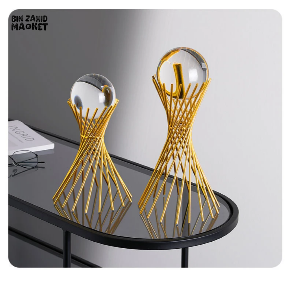 EUROPEAN 2 PEICES LUXURY CRYSTAL BALL ORNAMENT HANDICRAFT LIVING ROOM DECOR
