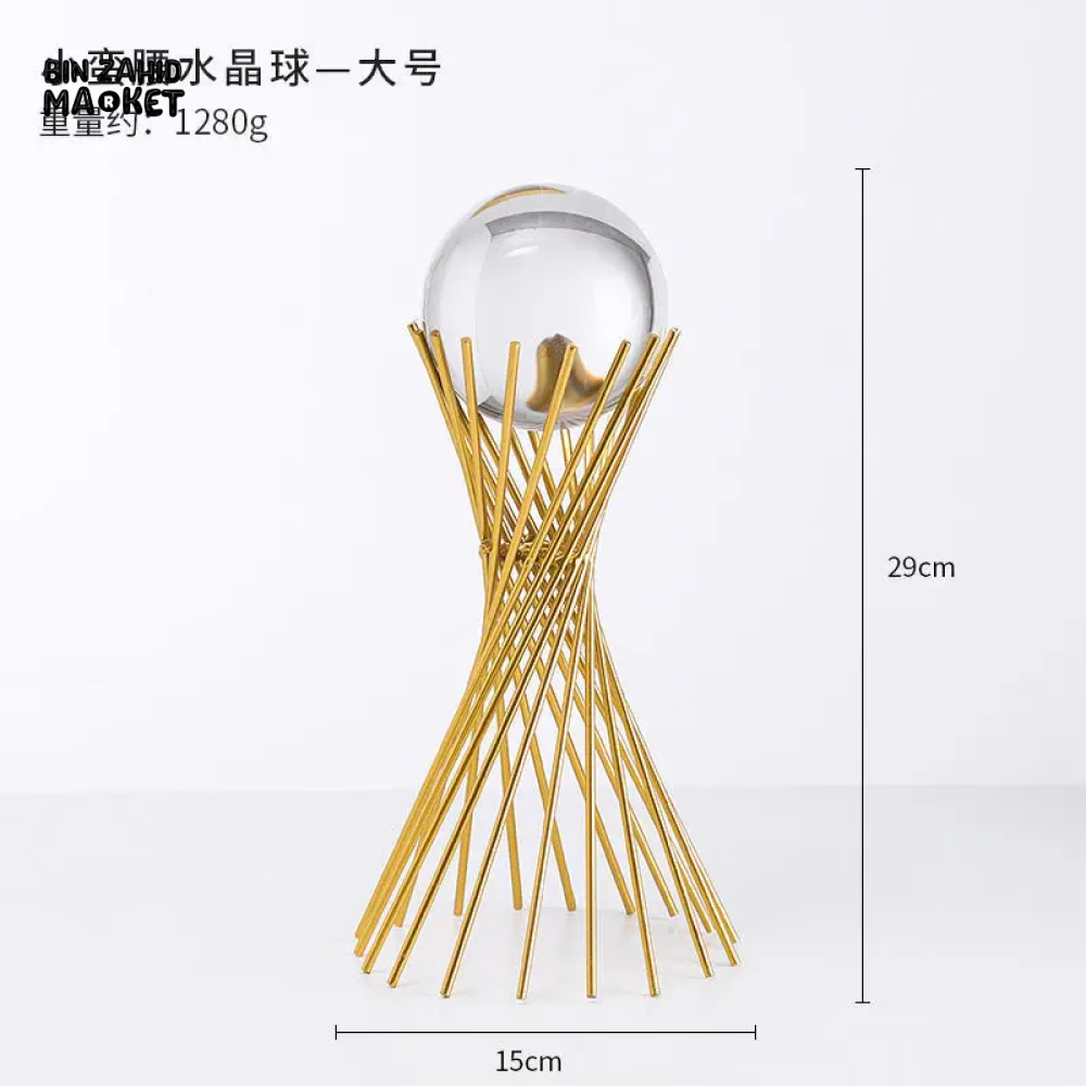 EUROPEAN 2 PEICES LUXURY CRYSTAL BALL ORNAMENT HANDICRAFT LIVING ROOM DECOR