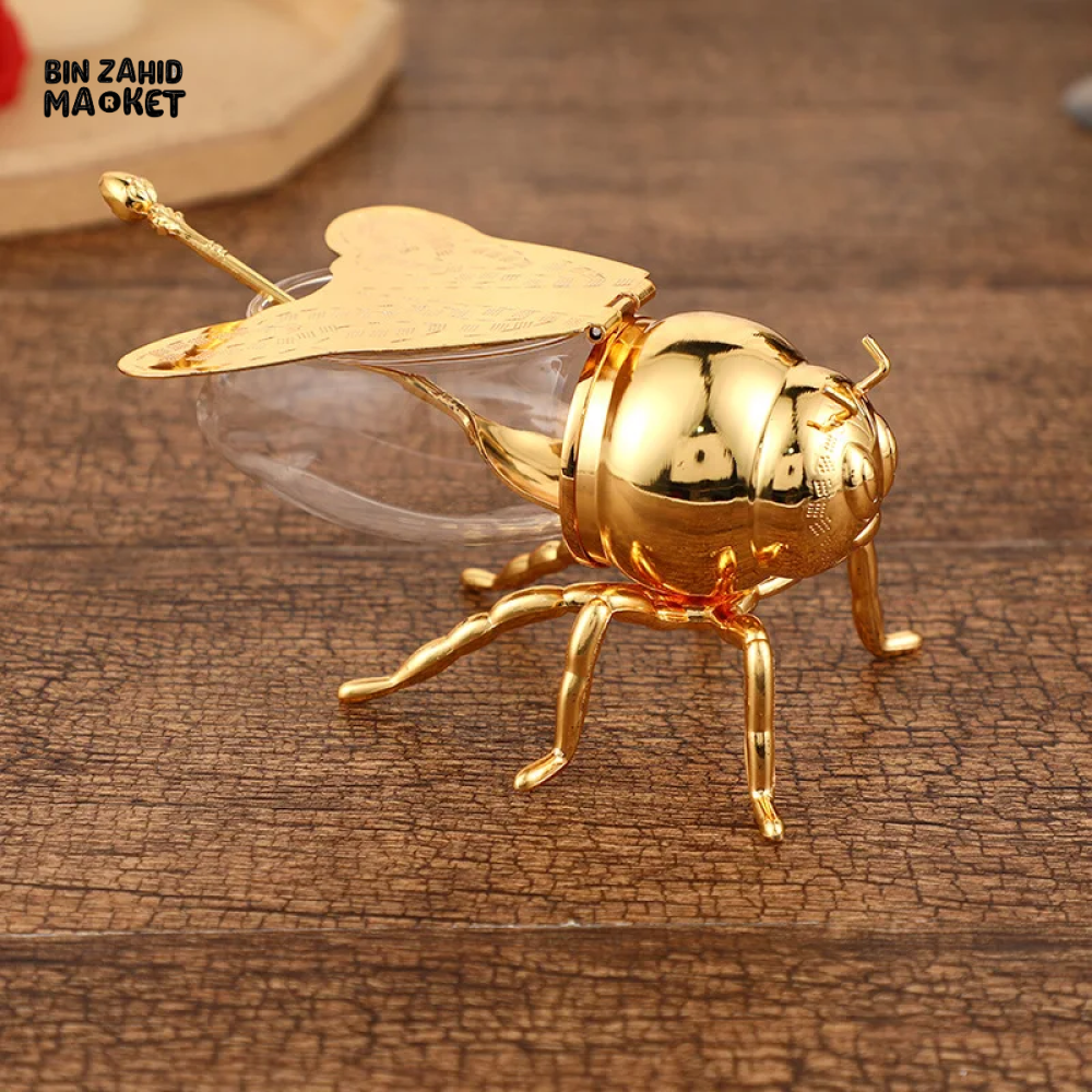 EUROPEAN CLASSICAL BEE DESIGN SUGAR CUP LUXURY GOLDEN SEASONING JAR WITH SPOON ELEGANT METAL KITCHEN DECOR