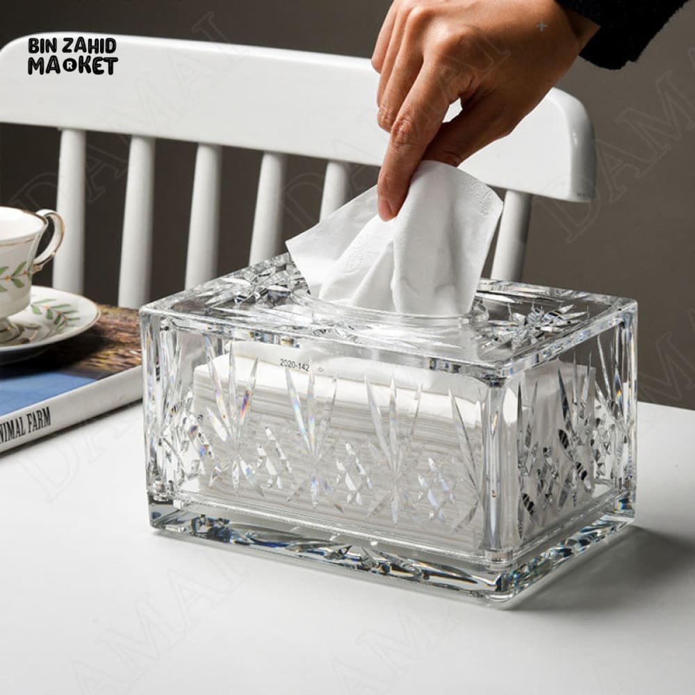 EUROPEAN HOLLOW ACRYLIC TISSUE BOX – MODERN DESKTOP NAPKIN HOLDER