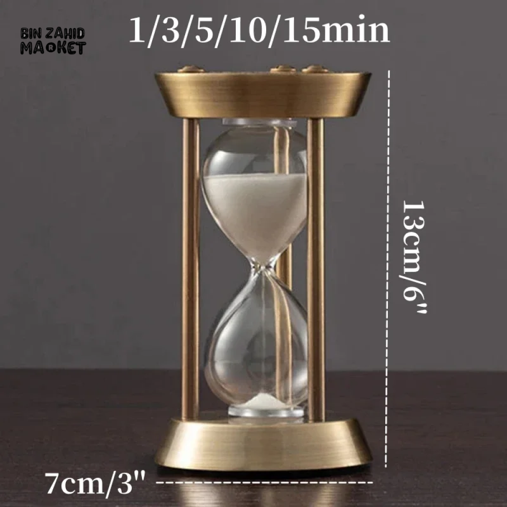 EUROPEAN RETRO EMPTY HOURGLASS SAND TIMER METAL SAND GLASS HOME OFFICE DECOR