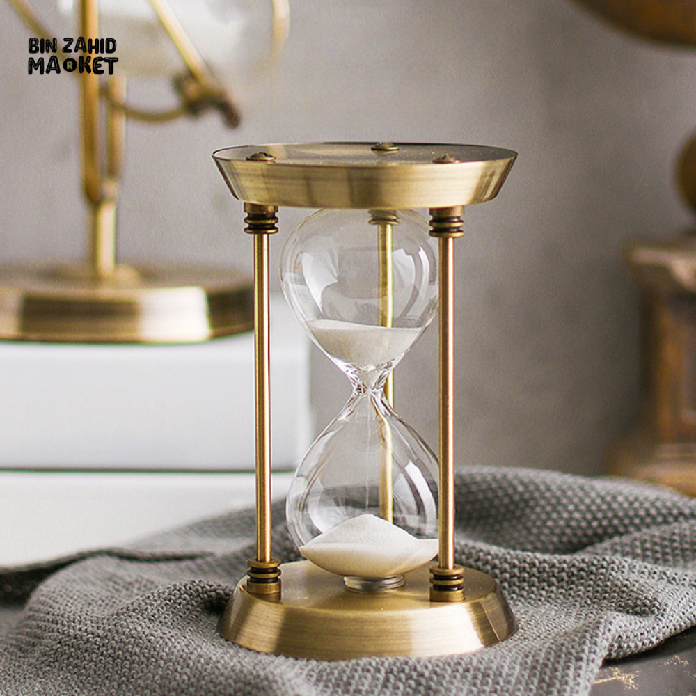 EUROPEAN RETRO EMPTY HOURGLASS SAND TIMER METAL SAND GLASS HOME OFFICE DECOR