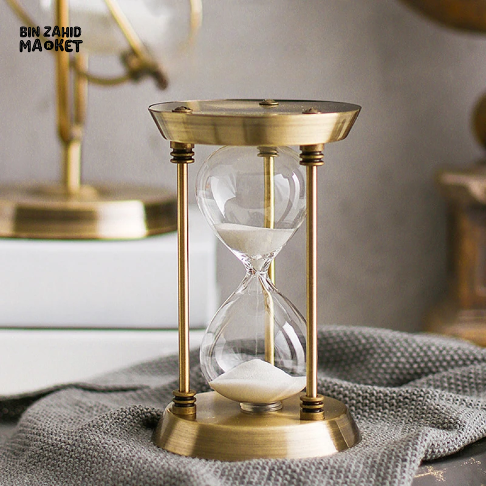 EUROPEAN RETRO EMPTY HOURGLASS SAND TIMER METAL SAND GLASS HOME OFFICE DECOR