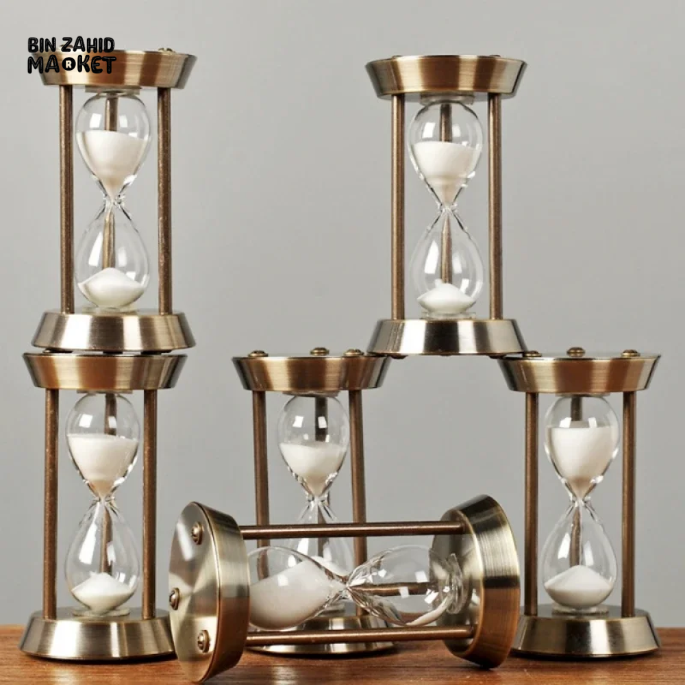 EUROPEAN RETRO EMPTY HOURGLASS SAND TIMER METAL SAND GLASS HOME OFFICE DECOR
