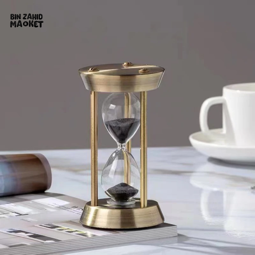 EUROPEAN RETRO EMPTY HOURGLASS SAND TIMER METAL SAND GLASS HOME OFFICE DECOR