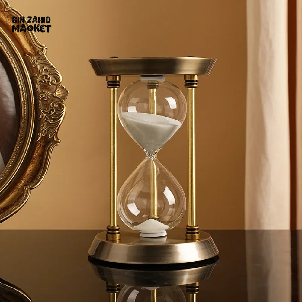 EUROPEAN RETRO EMPTY HOURGLASS SAND TIMER METAL SAND GLASS HOME OFFICE DECOR