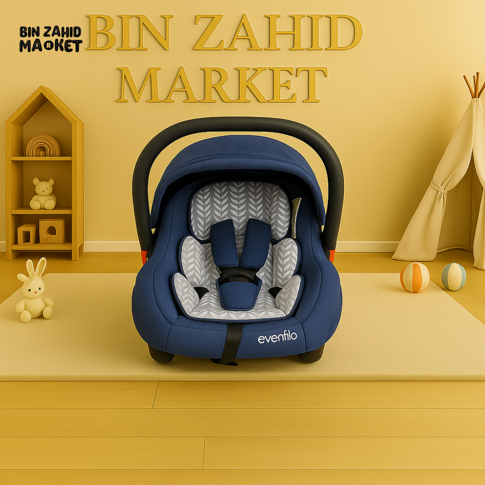 EVENFLO INFANT BABY ROCKER CARRIER – PORTABLE NEWBORN SEAT WITH PADDED HARNESS - BLUE