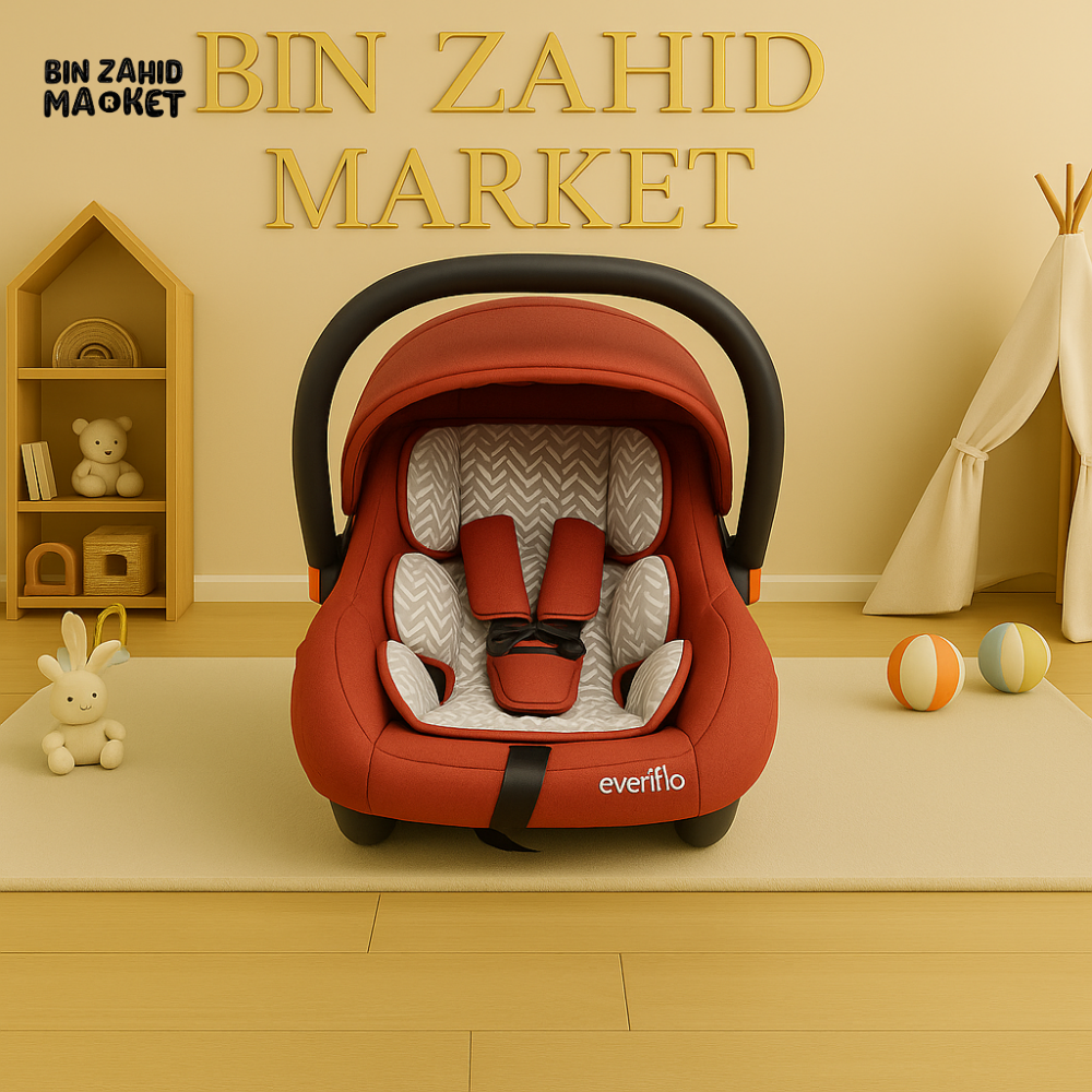 EVENFLO INFANT BABY ROCKER CARRIER – PORTABLE NEWBORN SEAT WITH PADDED HARNESS - RED