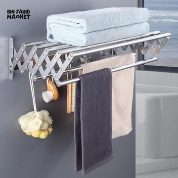 EXTENDABLE CLOTHES AIRER – WALL-MOUNTED FOLDABLE DRYING HANGER FOR BATHROOM & BALCONY