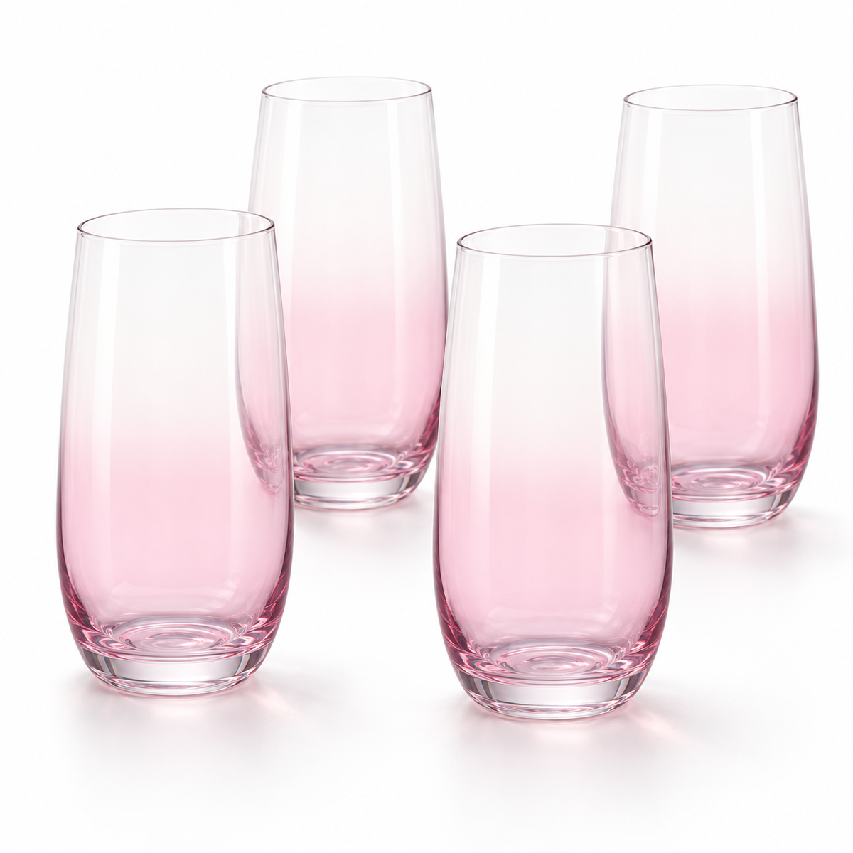 Danny Home 4 Piece Tall Blush Glass Set - 410 ml