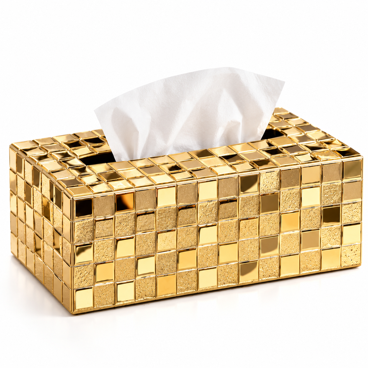 GOLDEN MOSAIC DESIGN LUXURY RECTANGULAR TISSUE BOX
