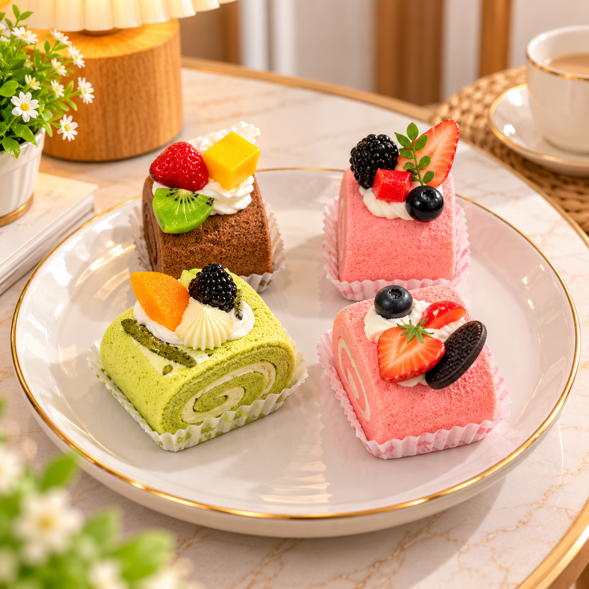 ARTIFICIAL MINI SWISS ROLL CAKE DECOR - 1 PIECE