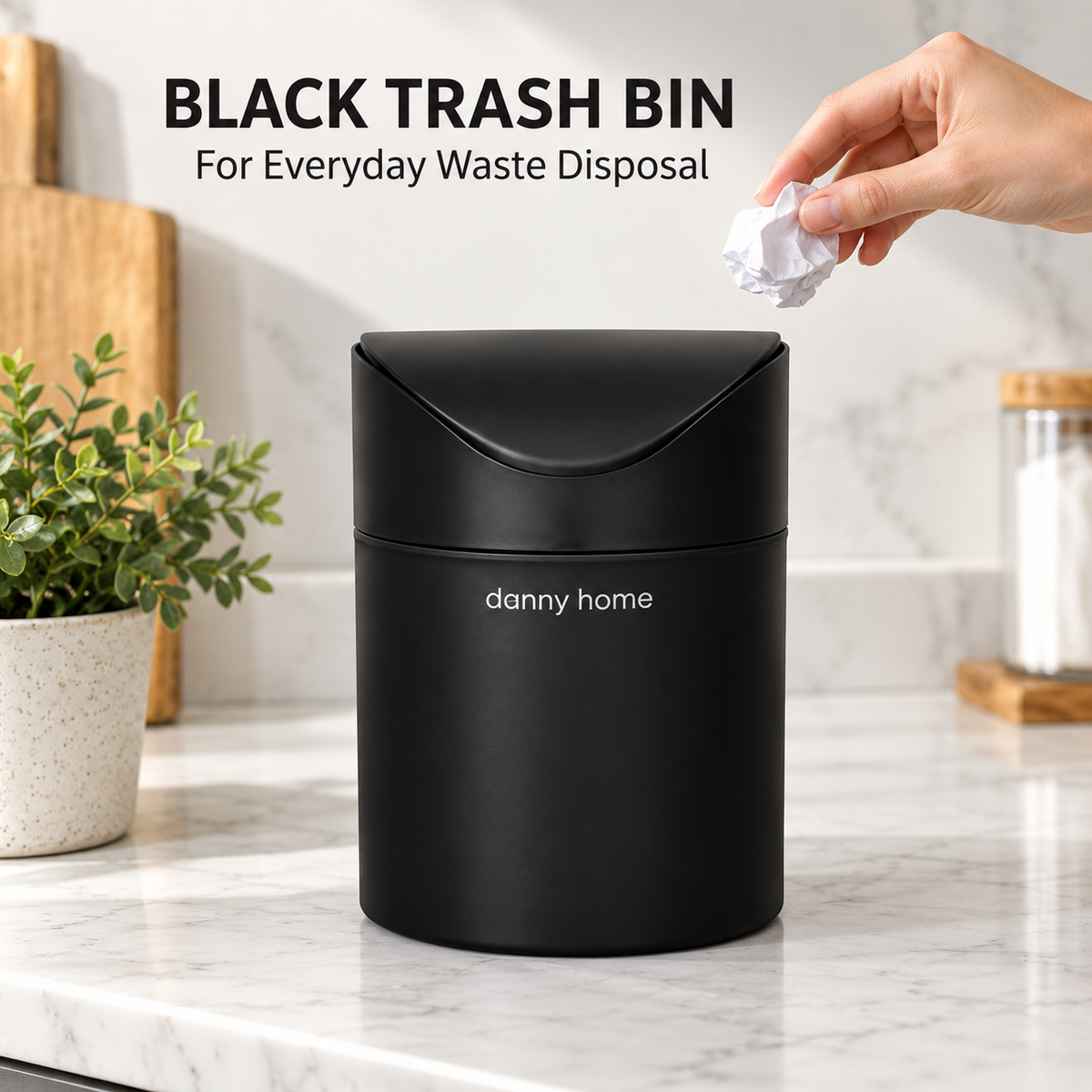 DANNY HOME BLACK TRASH BIN