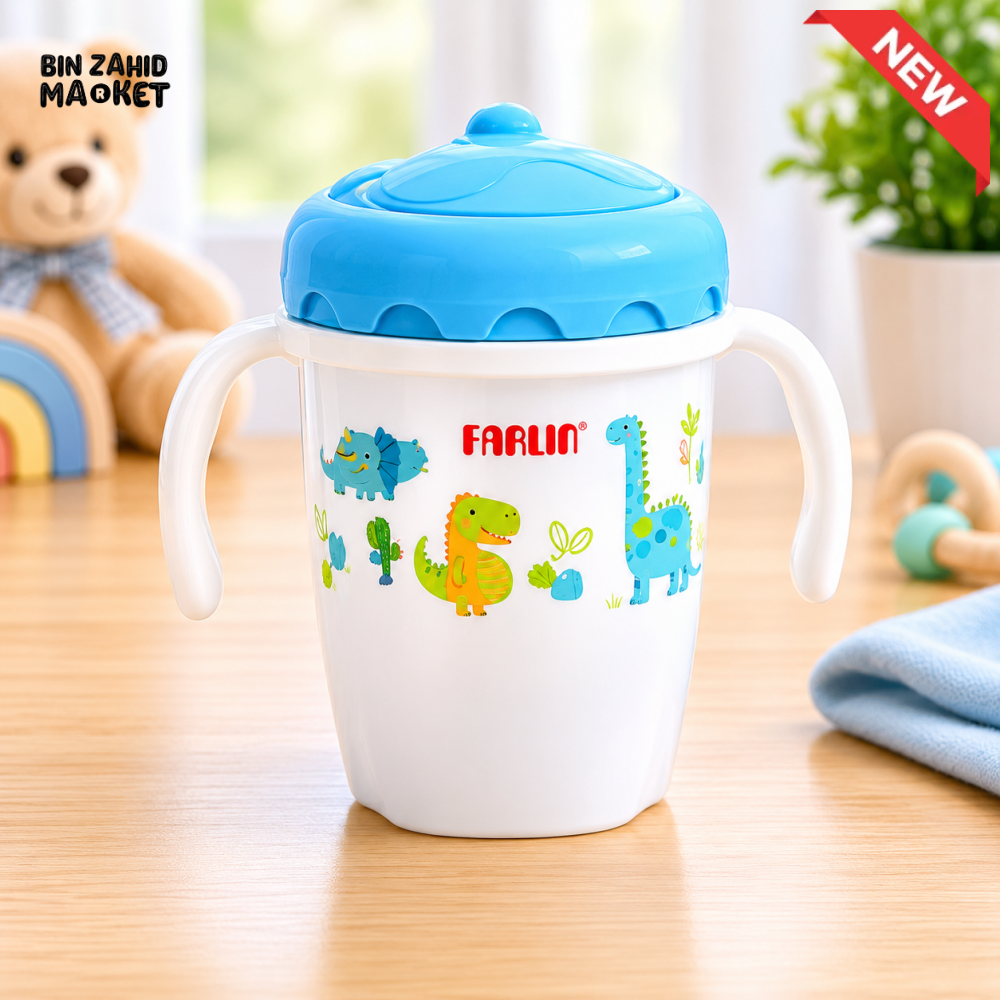 FARLIN DRINKING CUP STEP 3-STRAW 240ML-BLUE