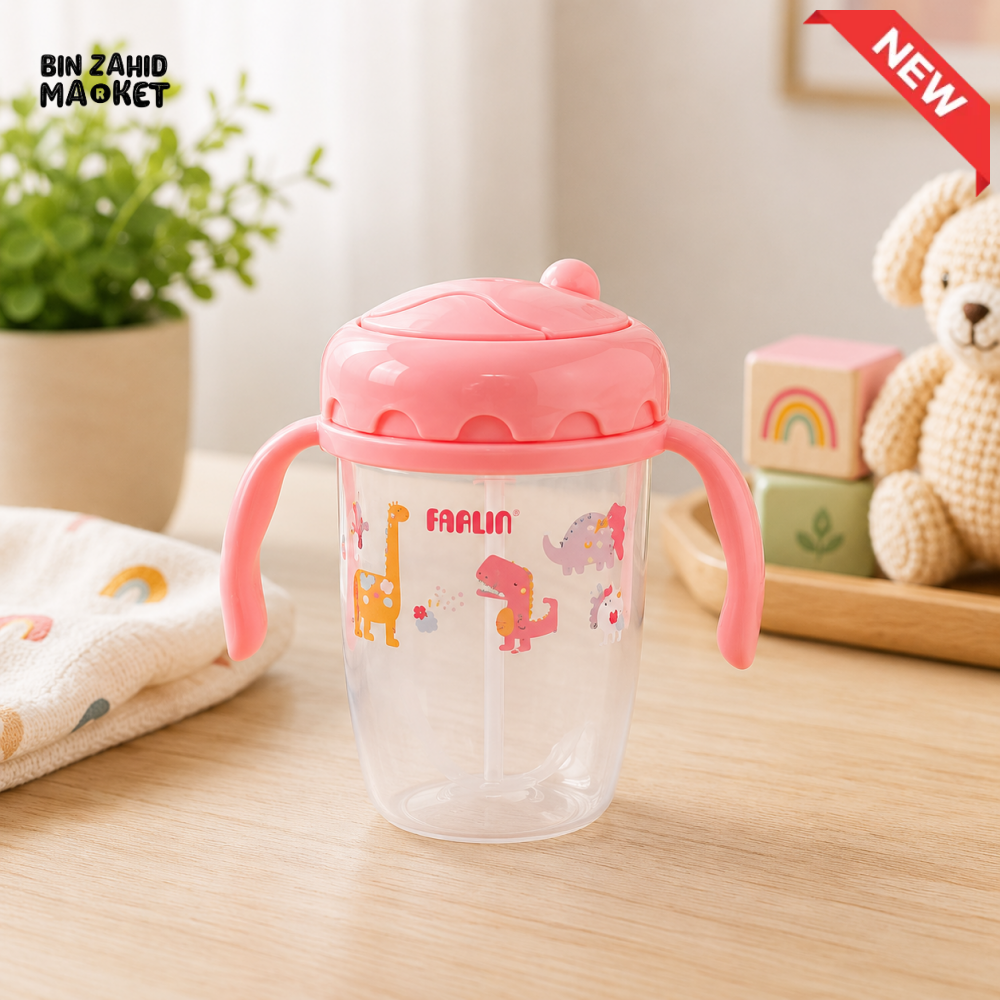 FARLIN DRINKING CUP STEP 3-STRAW 240ML-PINK