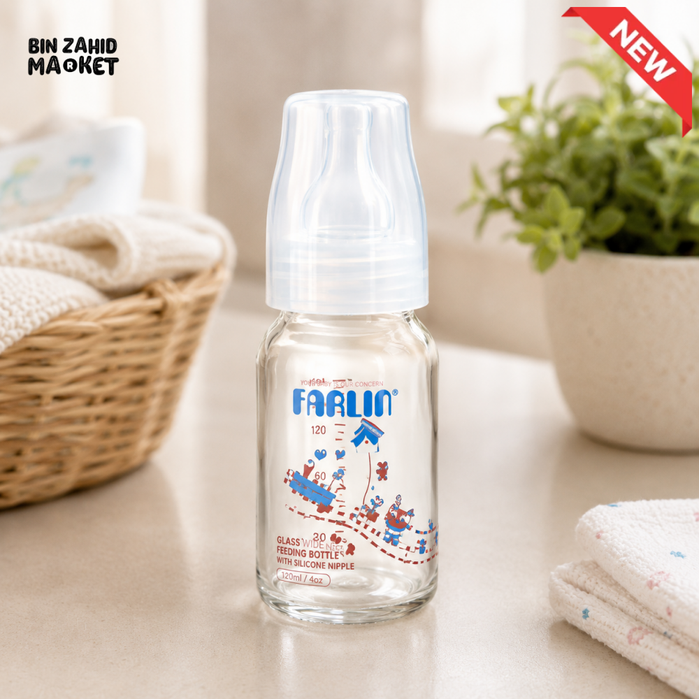 FARLIN GLASS FEEDING BOTTLE 4OZ (HEAT RESISTANT)