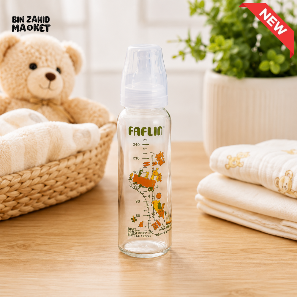 FARLIN GLASS FEEDING BOTTLE 8OZ (HEAT RESISTANT)