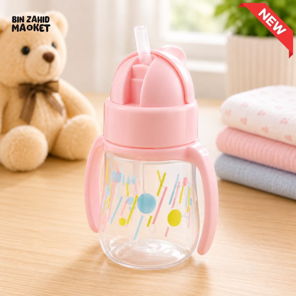 FARLIN STRAW DRINKING CUP W/HANDLE 150ML-PINK