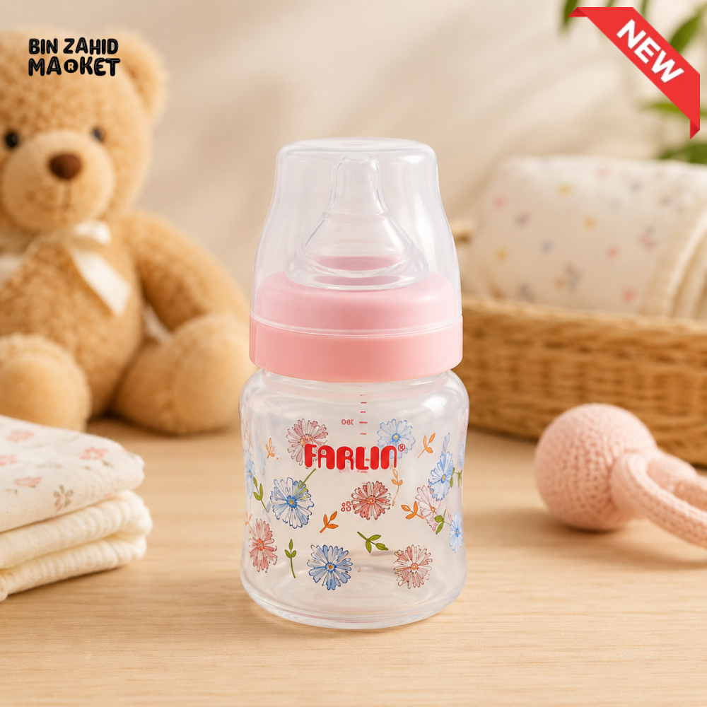 FARLIN WIDE NECK GLASS FEEDER 120ML - PINK