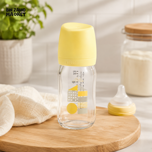 FARLIN WIDE NECK GLASS FEEDER 160ML - YELLOW