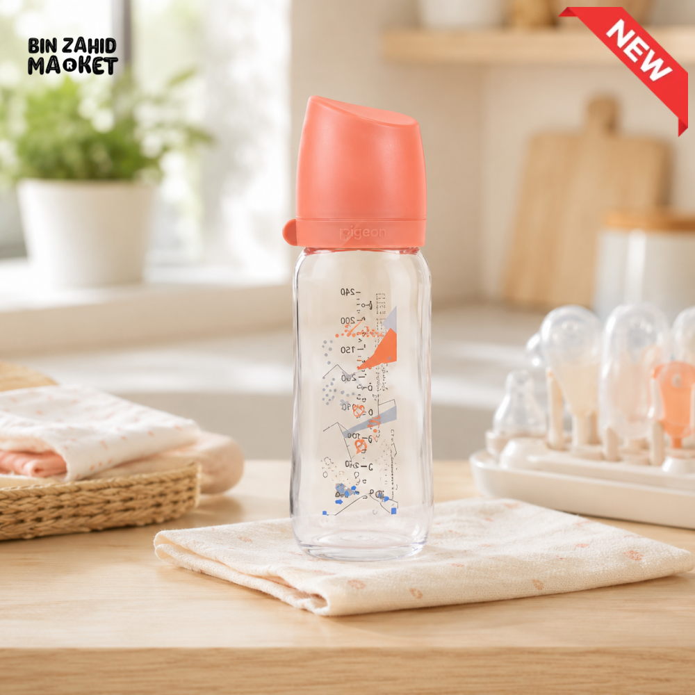 FARLIN WIDE NECK GLASS FEEDER 240ML - ORANGE
