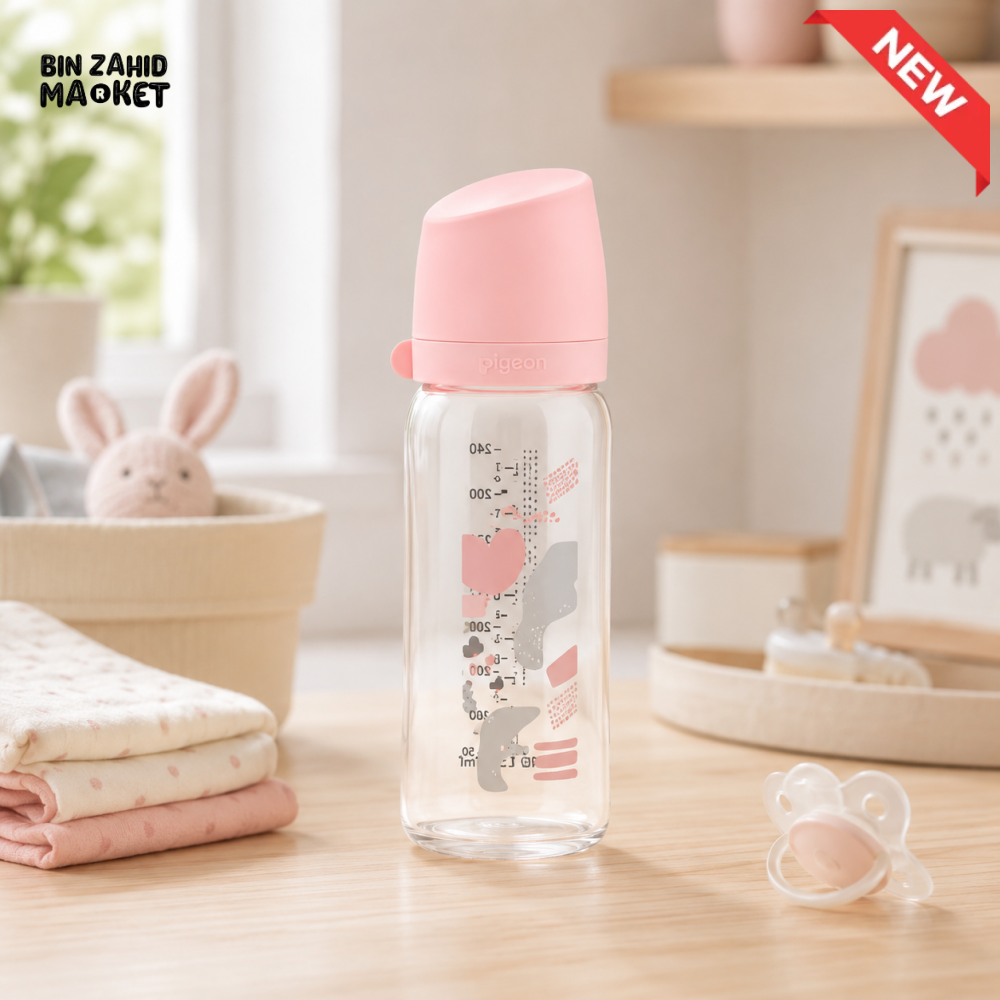 FARLIN WIDE NECK GLASS FEEDER 240ML - PINK