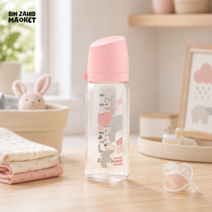 FARLIN WIDE NECK GLASS FEEDER 240ML - PINK